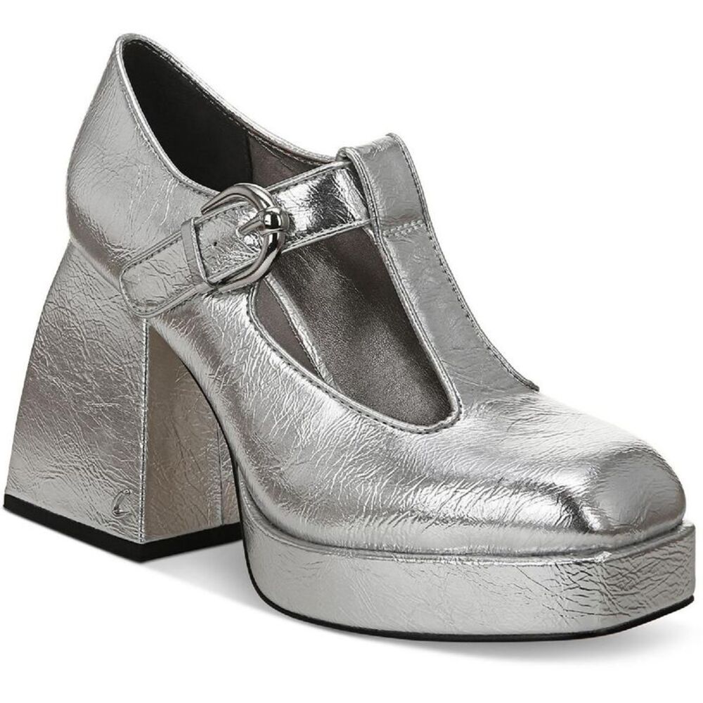 Circus by Sam Edelman Silver Metallic T-Strap Platform Pumps